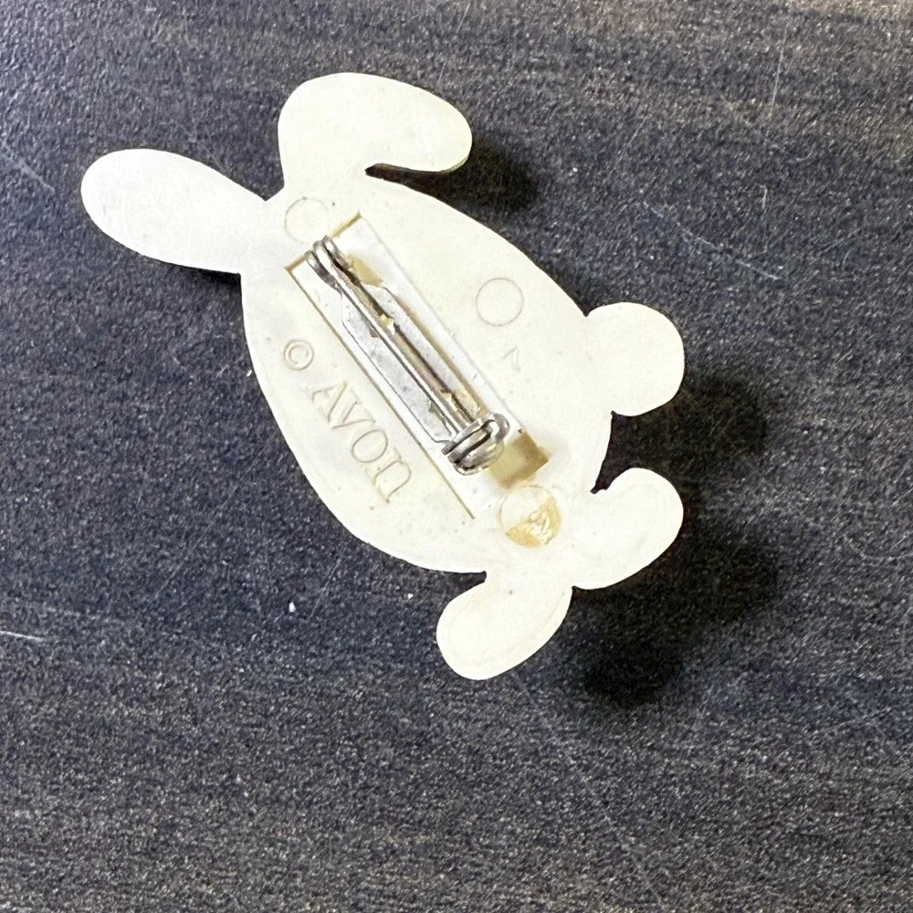 Avon Easter Bunny Egg Pin Brooch‎ Purple Cream Vintage Easter Holiday